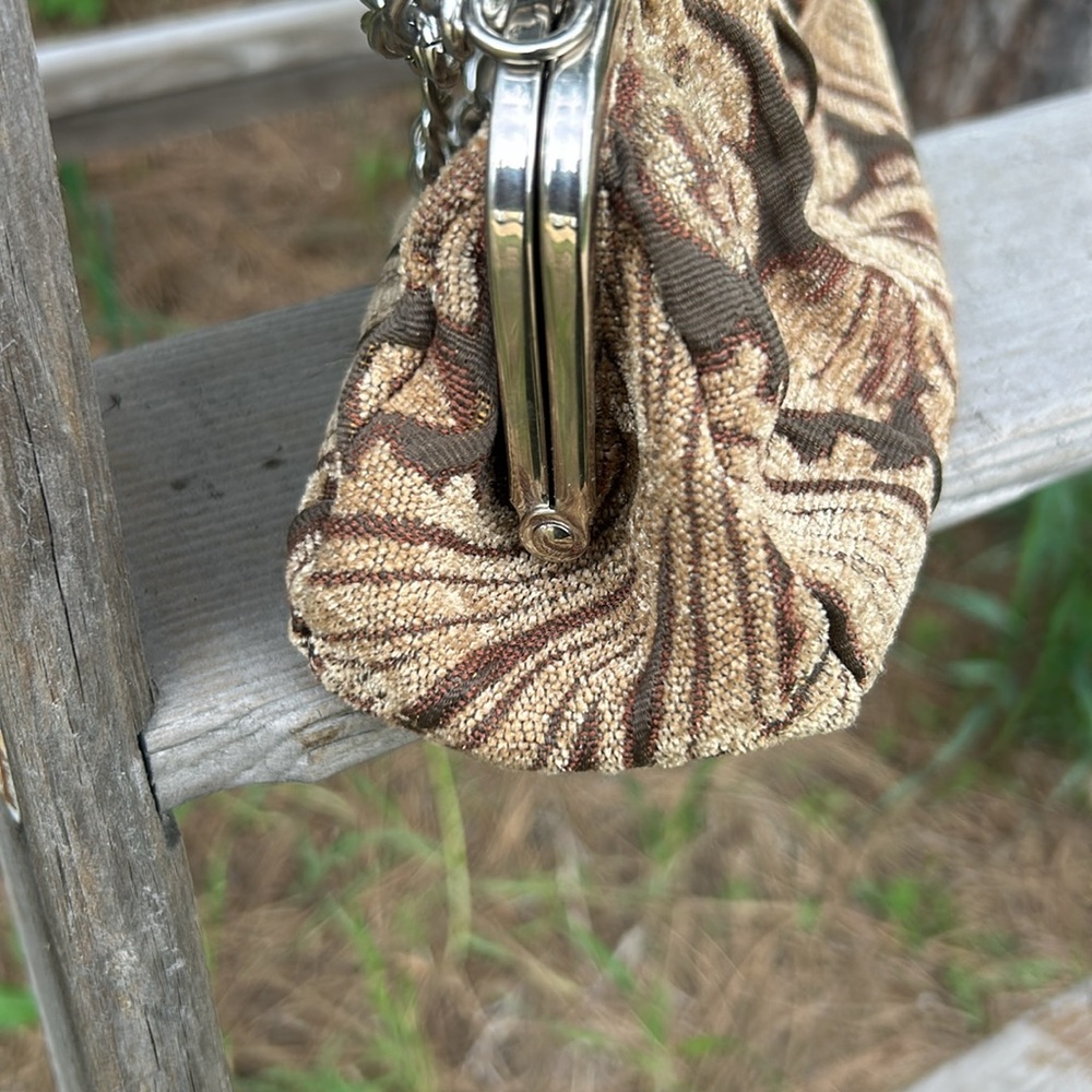 Apt 9 Kisslock Brown carpet bag Patterned Women's crossbody Bag - Picture 5 of 10